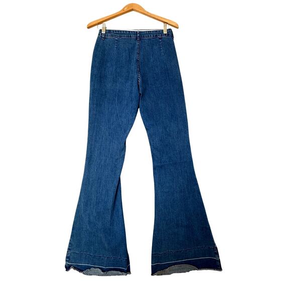 VTG Flare Jeans Womens 28x32 6 Blue Denim Bell Bottom Y2K Festival Boho 90s - Picture 8 of 9